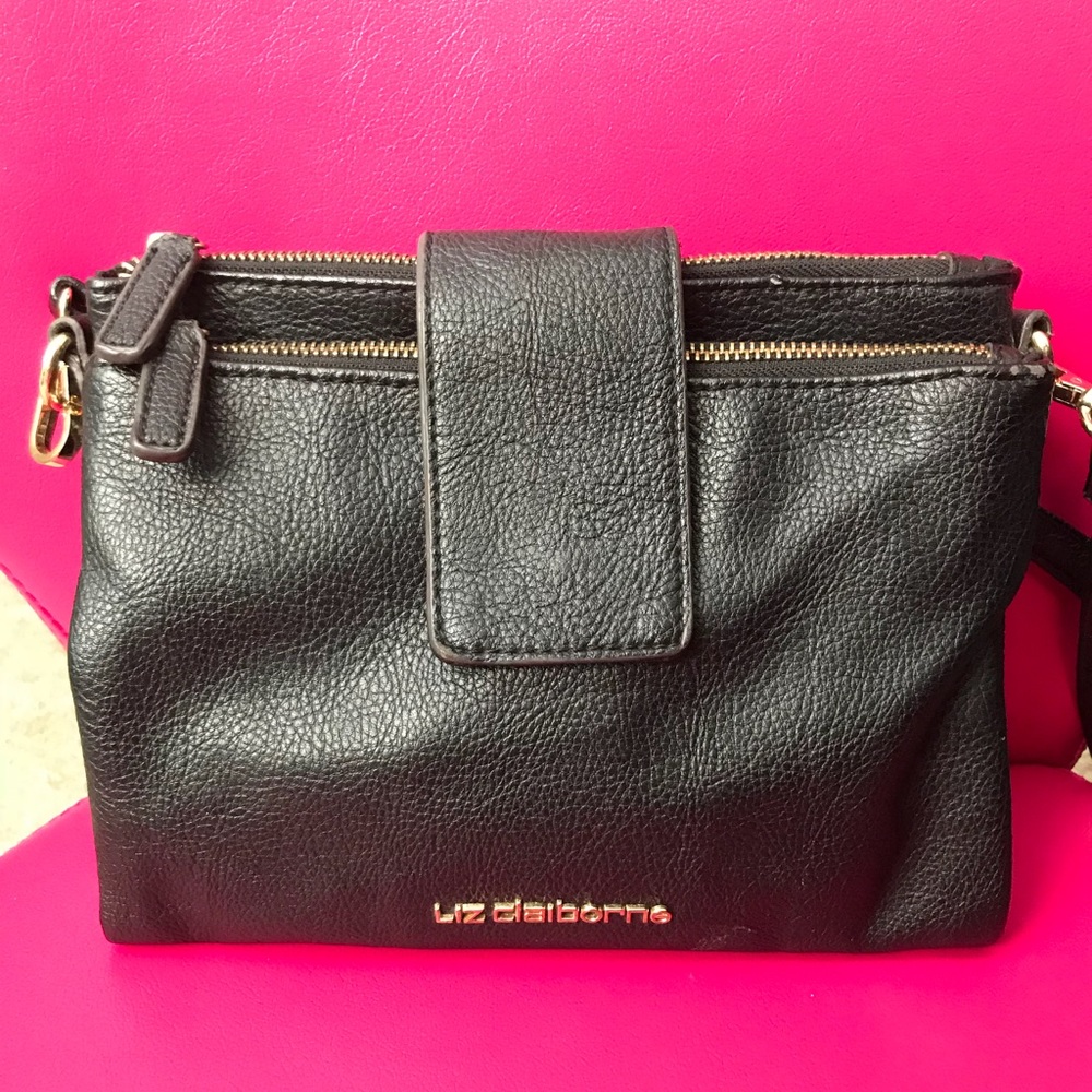 Liz Claiborne black and gold crossbody bag